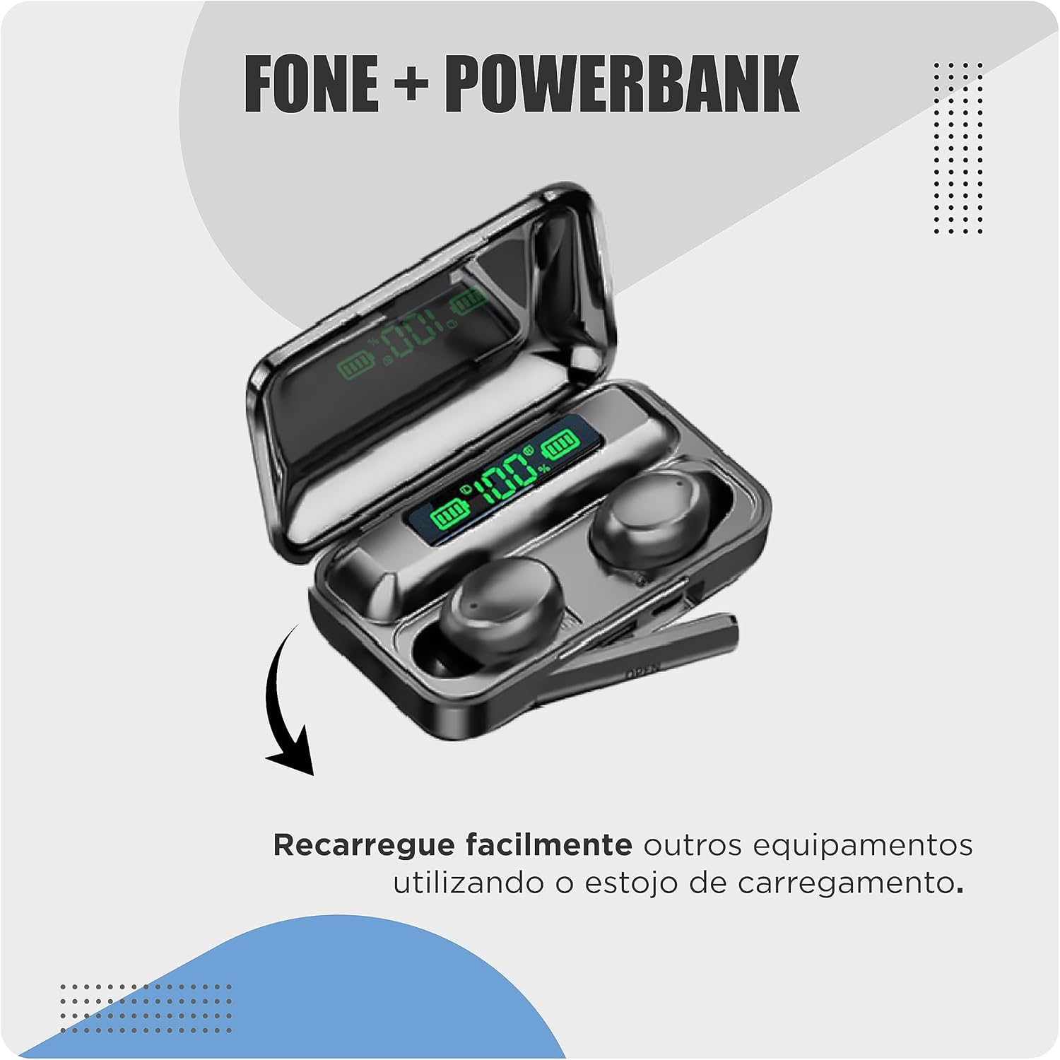 FONE SEM FIO ALTO DISCRETO POTENTE POWERBANK