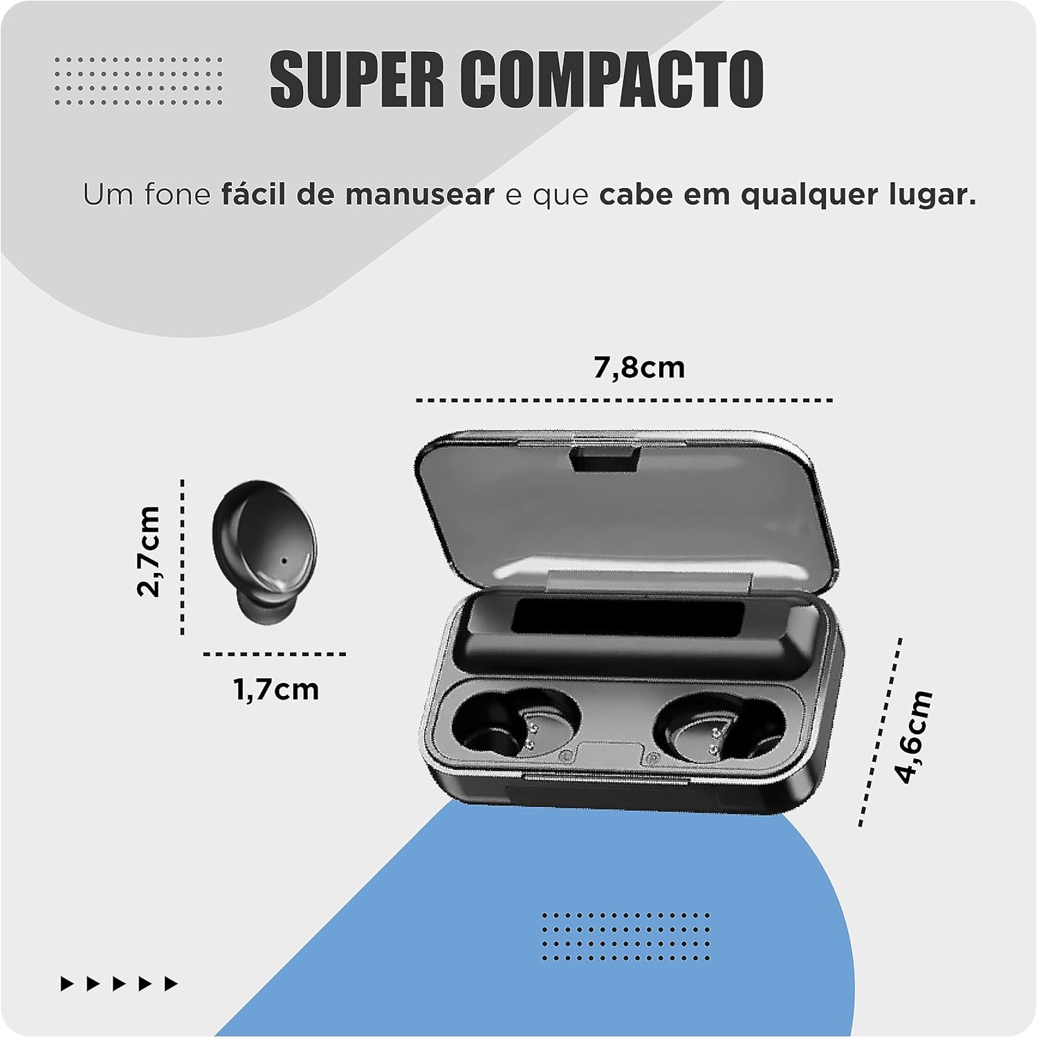 FONE SEM FIO ALTO DISCRETO POTENTE POWERBANK