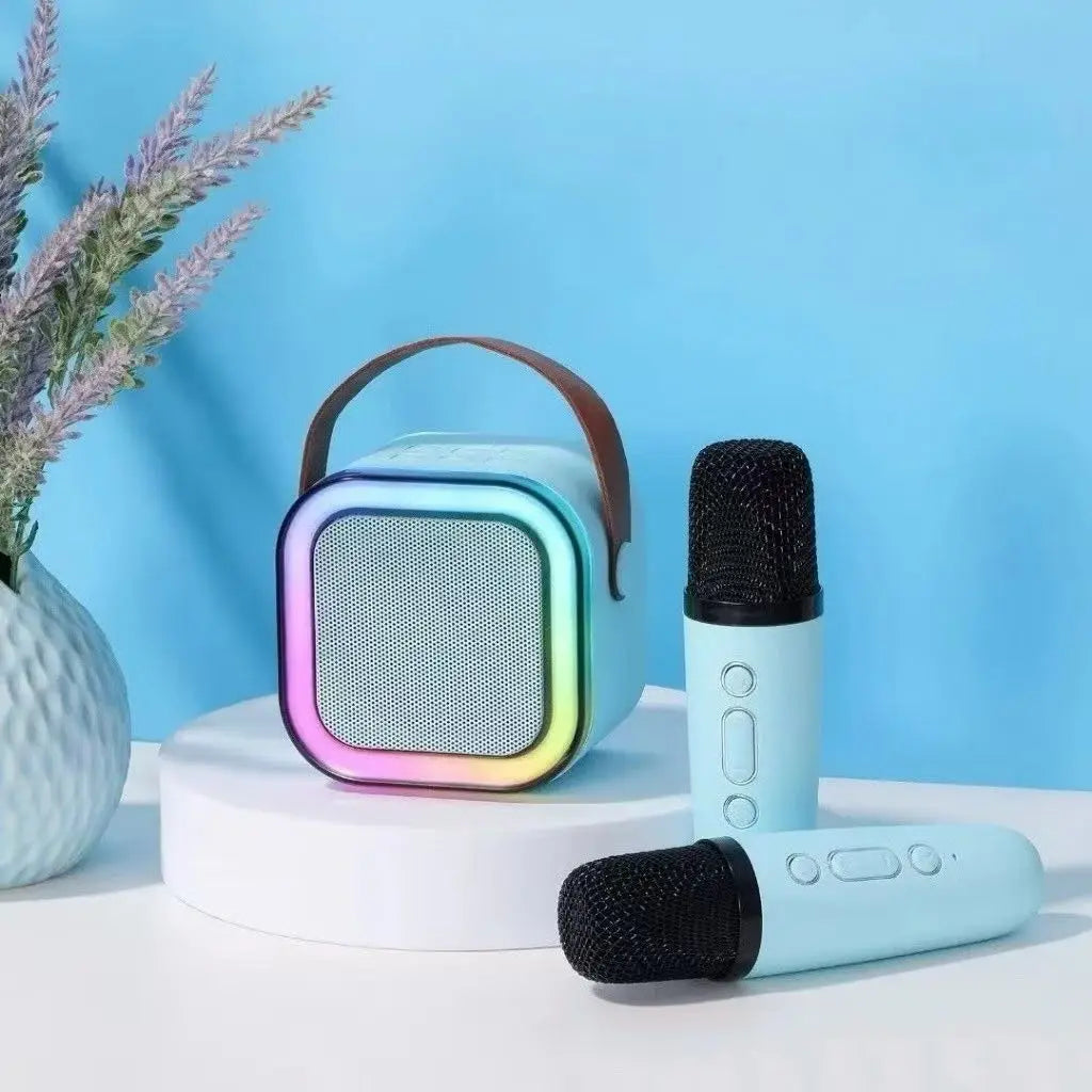 Caixa de Som Karaokê Bluetooth Portátil Sem Fio com Microfone