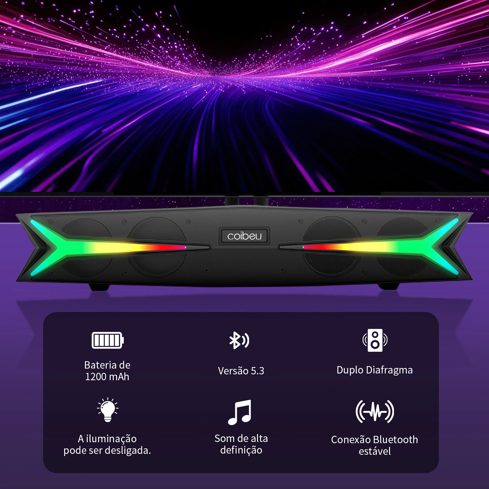 Caixa de Som, Caixa de Som Bluetooth, Caixa de Som Bluetooth Portátil, Caixa de Som para PC, Soundbar, Alto-falante Bluetooth