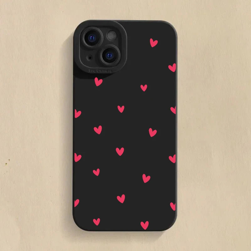 Capa de Celular Coração para iPhone 17 16 14 15 13 12 11 Pro Max X XR XS 7 8 15 16 Plus SE Capa Macia de Silicone à Prova de Choque