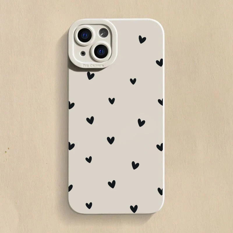 Capa de Celular Coração para iPhone 17 16 14 15 13 12 11 Pro Max X XR XS 7 8 15 16 Plus SE Capa Macia de Silicone à Prova de Choque
