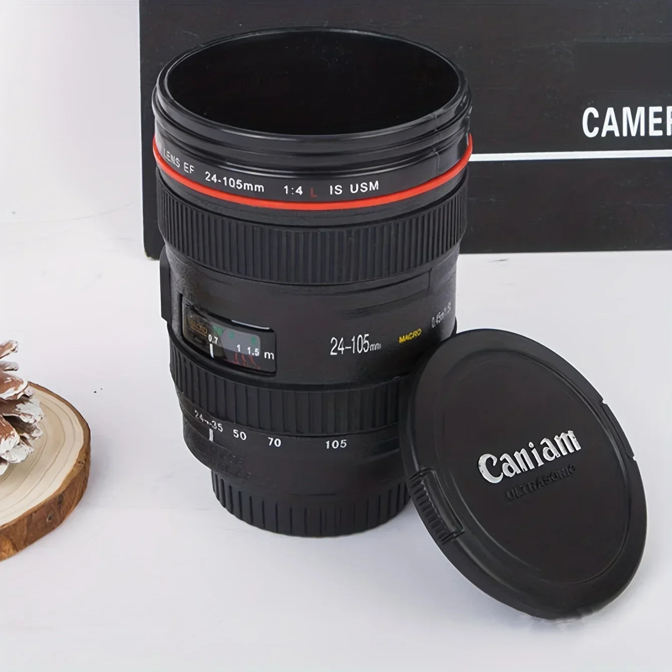 Copo Formato Lente de Câmera - Mini Caneca Portátil Multifuncional para Café Whisky Vinho Camping Fotografia