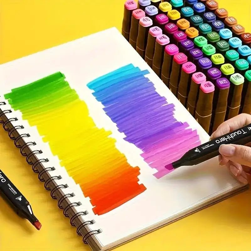 Canetas Marcadoras de Arte Permanentes com Ponta Dupla 24/36/48/60/80/120/168 Cores para Desenho, Pintura, Esboço, Quadrinhos, Design e Material Escolar
