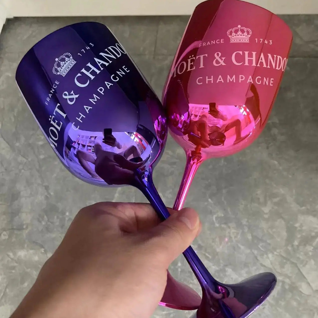 480ml Taça de Vinho Plástico Inquebrável Eletroplastia Brilhante Rosa Azul Taças de Champagne Flutes Cálice