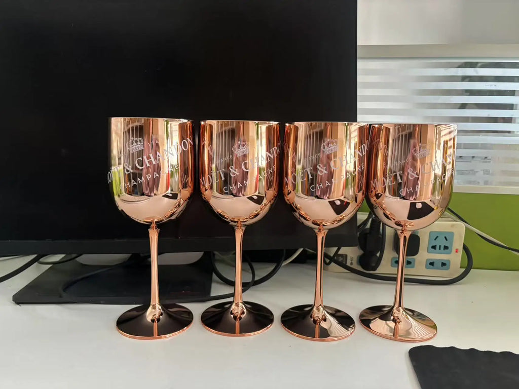 480ml Taça de Vinho Plástico Inquebrável Eletroplastia Brilhante Rosa Azul Taças de Champagne Flutes Cálice