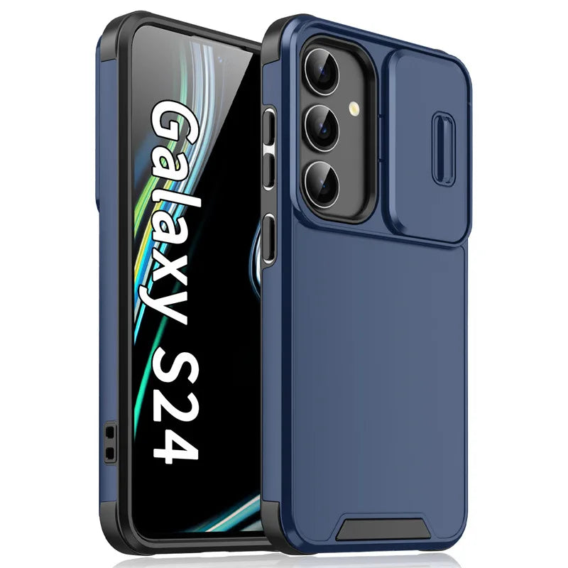 Capa Magnética Armadura com Proteção Deslizante de Câmera para Samsung S25 S24 S23 FE S22 Ultra A56 A36 A16 A06 A54 A55 A35 A25 A15