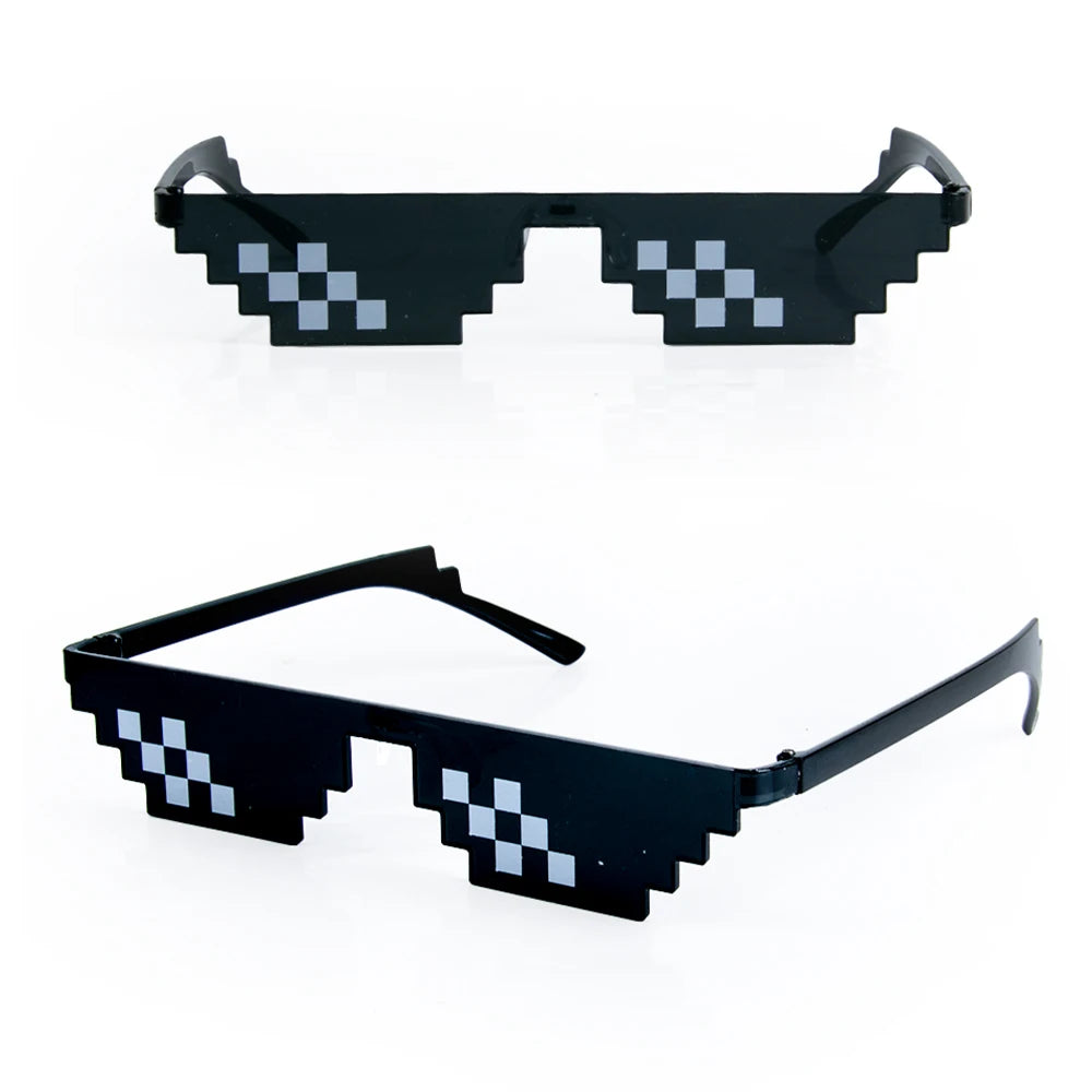 4 Peças Óculos de Sol Mosaico Pixel Cores Aleatórias Preto Azul Verde Presentes Infantis Acessórios Cosplay Decoração de Festa de Aniversário