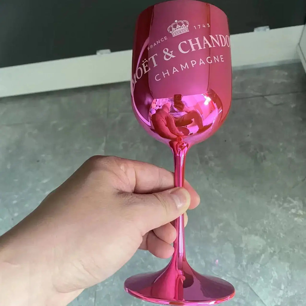480ml Taça de Vinho Plástico Inquebrável Eletroplastia Brilhante Rosa Azul Taças de Champagne Flutes Cálice