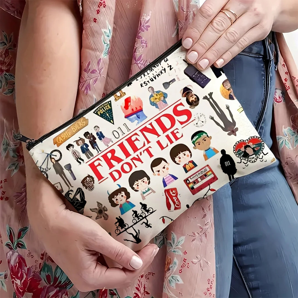 A TV Program Makeup Bag -Cute Multifunctional Zipper Bag for Women, Jewelry Storage Bag, Perfect Travel Zipper Small Storage Bag