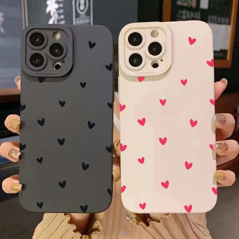 Capa de Celular Coração para iPhone 17 16 14 15 13 12 11 Pro Max X XR XS 7 8 15 16 Plus SE Capa Macia de Silicone à Prova de Choque