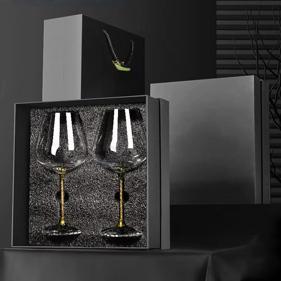 2 Peças Conjunto de Taças de Cristal de Luxo para Vinho Tinto Taças Altas para Festas Copos para Champagne Flute