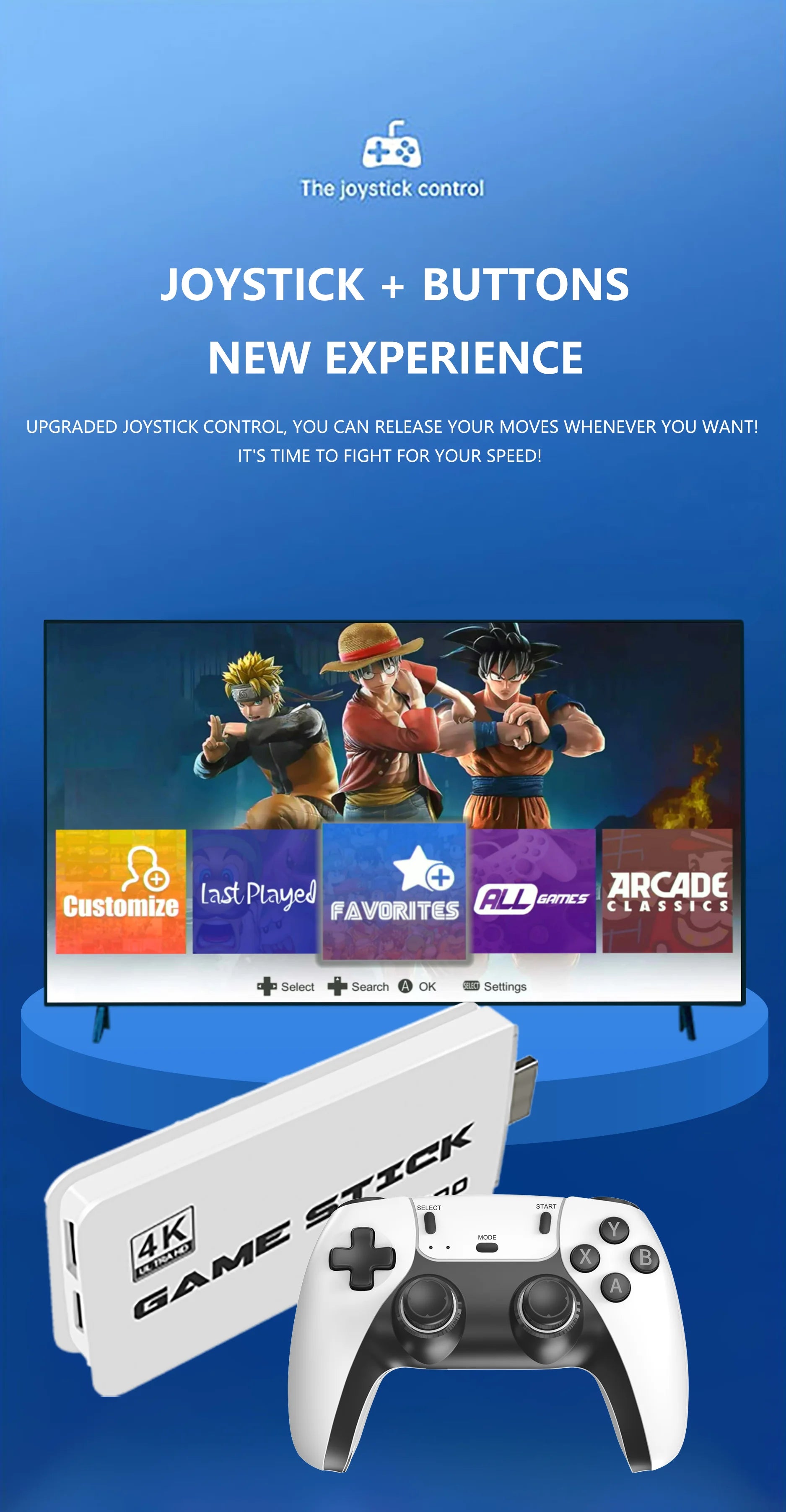 4K TV Game Stick M15 Video Game Console Built-in 40000+/50000 Games 128G Handheld Game Player Wireless Controller Retro Gamepad