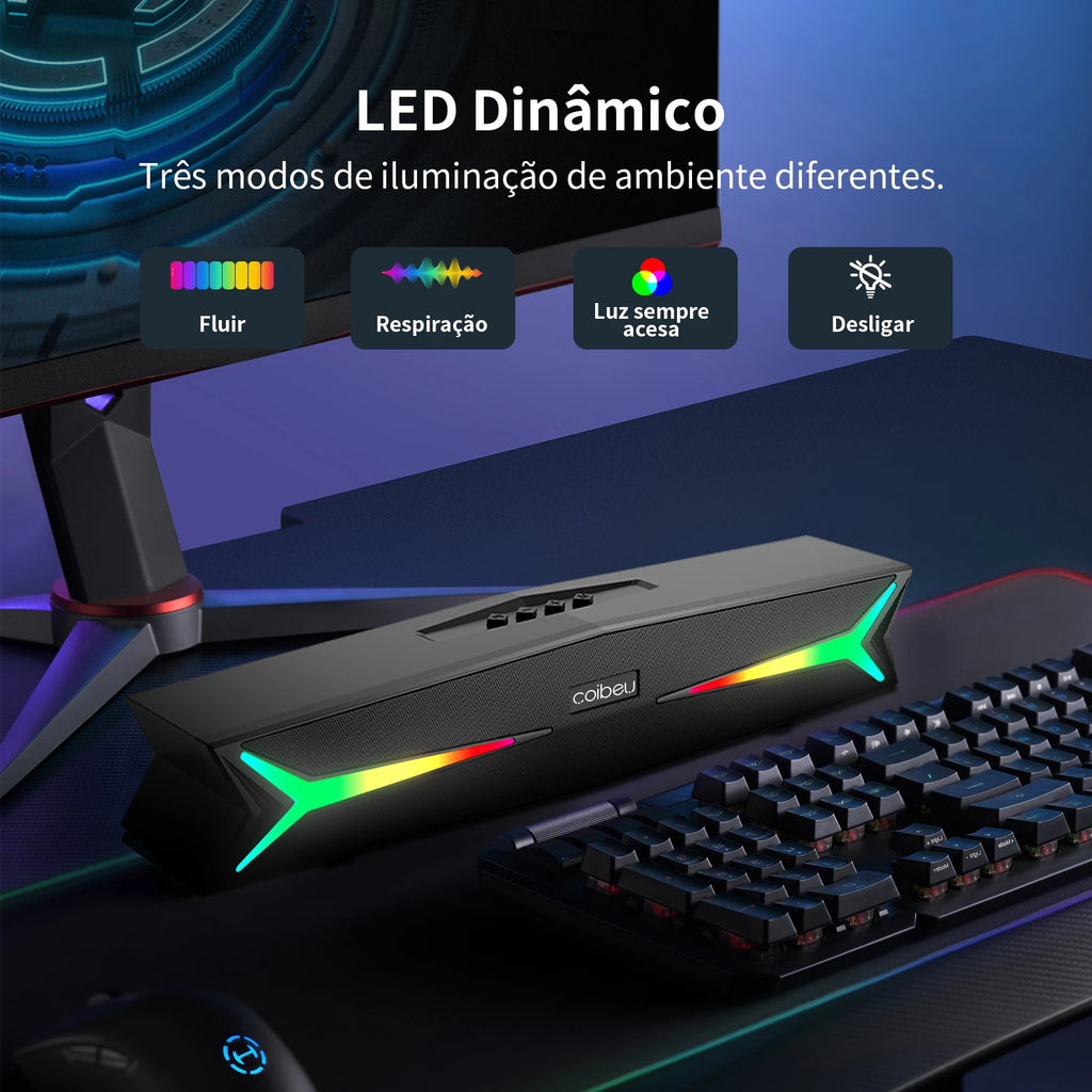 Caixa de Som, Caixa de Som Bluetooth, Caixa de Som Bluetooth Portátil, Caixa de Som para PC, Soundbar, Alto-falante Bluetooth