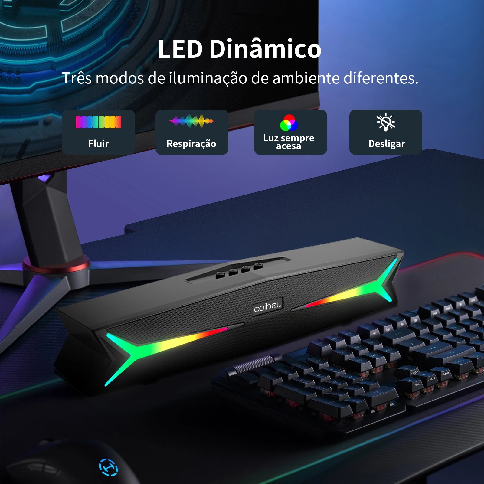 Caixa de Som, Caixa de Som Bluetooth, Caixa de Som Bluetooth Portátil, Caixa de Som para PC, Soundbar, Alto-falante Bluetooth