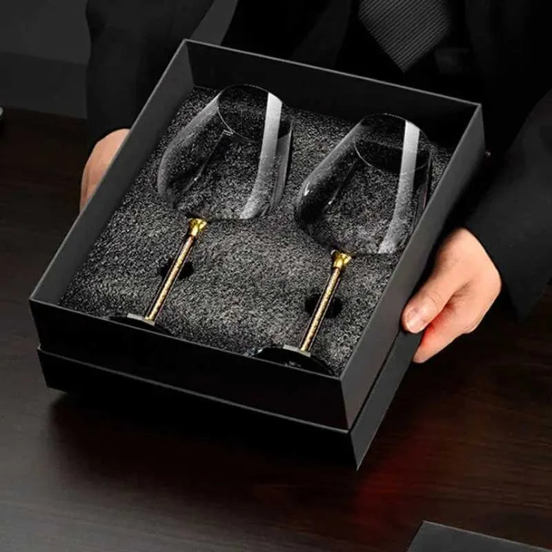2 Peças Conjunto de Taças de Cristal de Luxo para Vinho Tinto Taças Altas para Festas Copos para Champagne Flute
